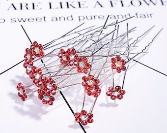 NEW 1 Individual Piece Hairpin Horse Show Western Hunt Seat Saddle Seat English Rhinestone Sticks Hair Pin Crystal Wedding Red