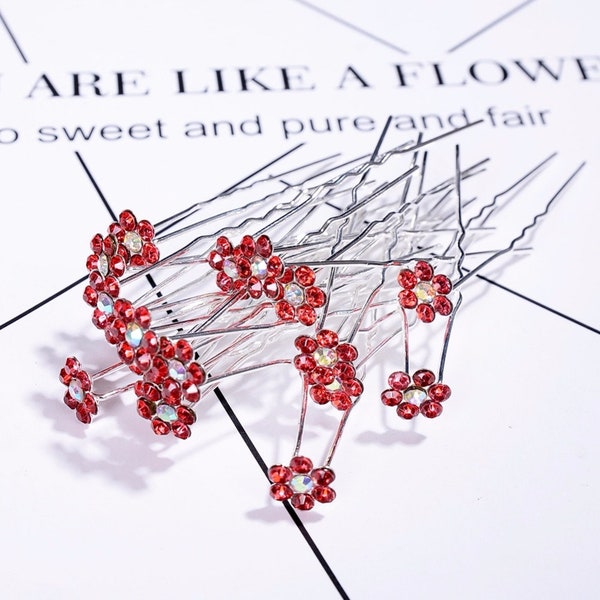 NEW 1 Individual Piece Hairpin Horse Show Western Hunt Seat Saddle Seat English Rhinestone Sticks Hair Pin Crystal Wedding Red