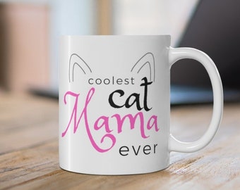 Gato más fresco jamás taza, taza de gato divertido, taza de la mamá del gato, regalo para el gato mamá, regalo para el amante del gato, regalo para el jefe compañero de trabajo de la oficina