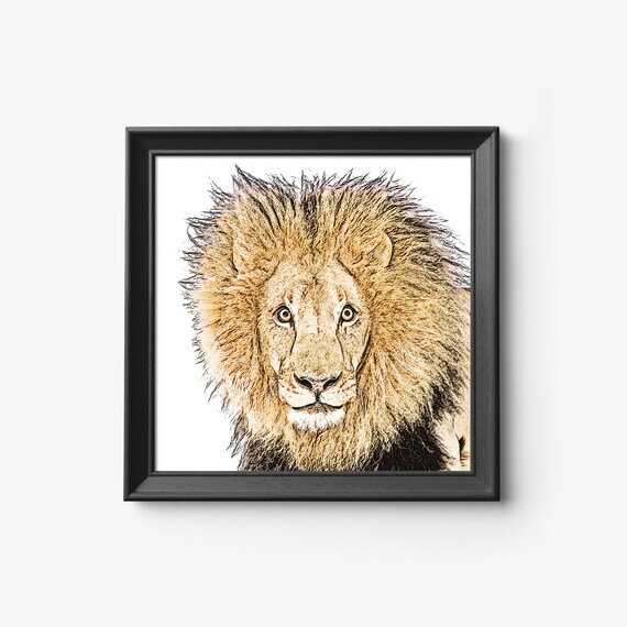 Funny Lion Face Printable Sketch Art for Nursery Big Cats - Etsy Funny Lion Face Printable Sketch Art for Nursery Big Cats - Etsy