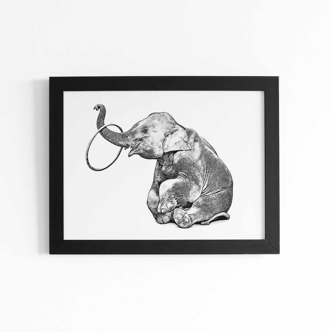Black and White Elephant Nursery Decor Baby Shower Gift Etsy