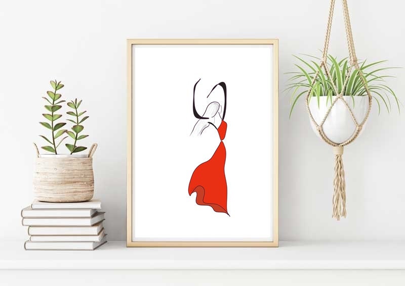 Affiche Illustration Minimaliste Flamenco - Femme Danse Andalouse