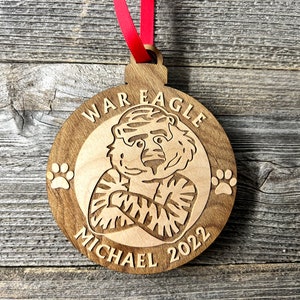 Aubie the Tiger Christmas Ornament, Auburn University Mascot Ornament, Personalized Christmas Ornament, Collegiate Ornament, Graduation Gift