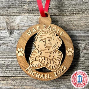 Aubie Christmas Ornament, Auburn University Mascot Ornament, Auburn University Christmas Ornament, Personalized Ornament, Graduation Gift