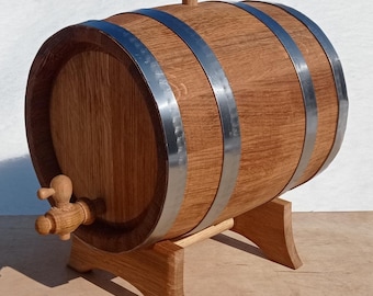 10L Oak Whiskey Barrel: Handmade Aging Cask with Stainless Steel Hoops