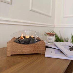 Handmade Wooden Mini Fireplace: Indoor Eco-Fire Pit