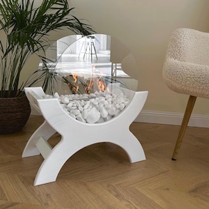 Handmade White Wooden Fireplace: Modern Outdoor Fire Pit