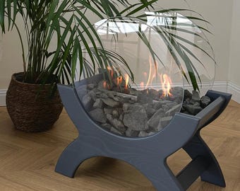 Handmade Holz Bio Kamin: Moderne Outdoor Feuerstelle