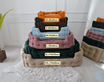 Velour Pet Bed: Calming Dog Sofa with Removable Cover