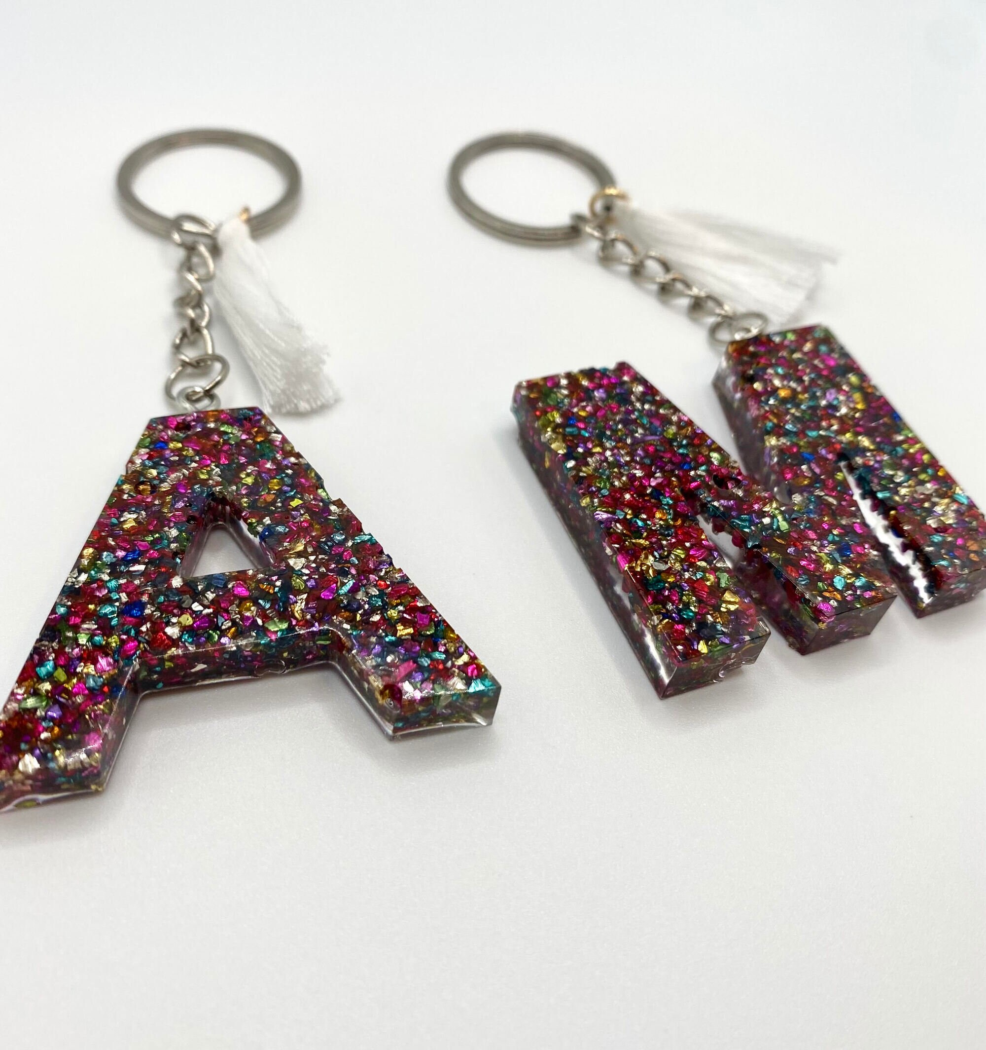 Resin Initial Keychains/Custom Letter Keychain/Multicolor Etsy