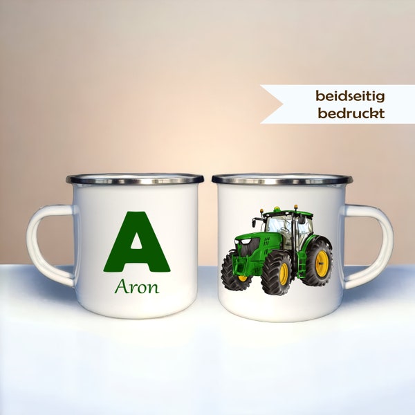 Traktor Tasse mit Name / Trekker Tasse / Trecker Tasse / Bauernhof Tasse | Campingbecher mit Traktormotiv