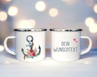 Personalisierte Tasse mit Anker Motiv | Motivtasse mit Namen und Wunschtext, ein passendes Geschenk für Freunden, Trauzeugen, Erzieherin