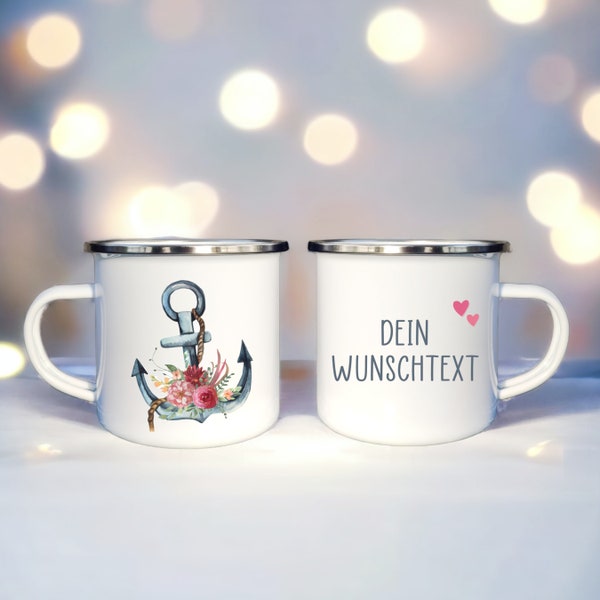 Personalisierte Tasse mit Anker Motiv | Motivtasse mit Namen und Wunschtext, ein passendes Geschenk für Freunden, Trauzeugen, Erzieherin