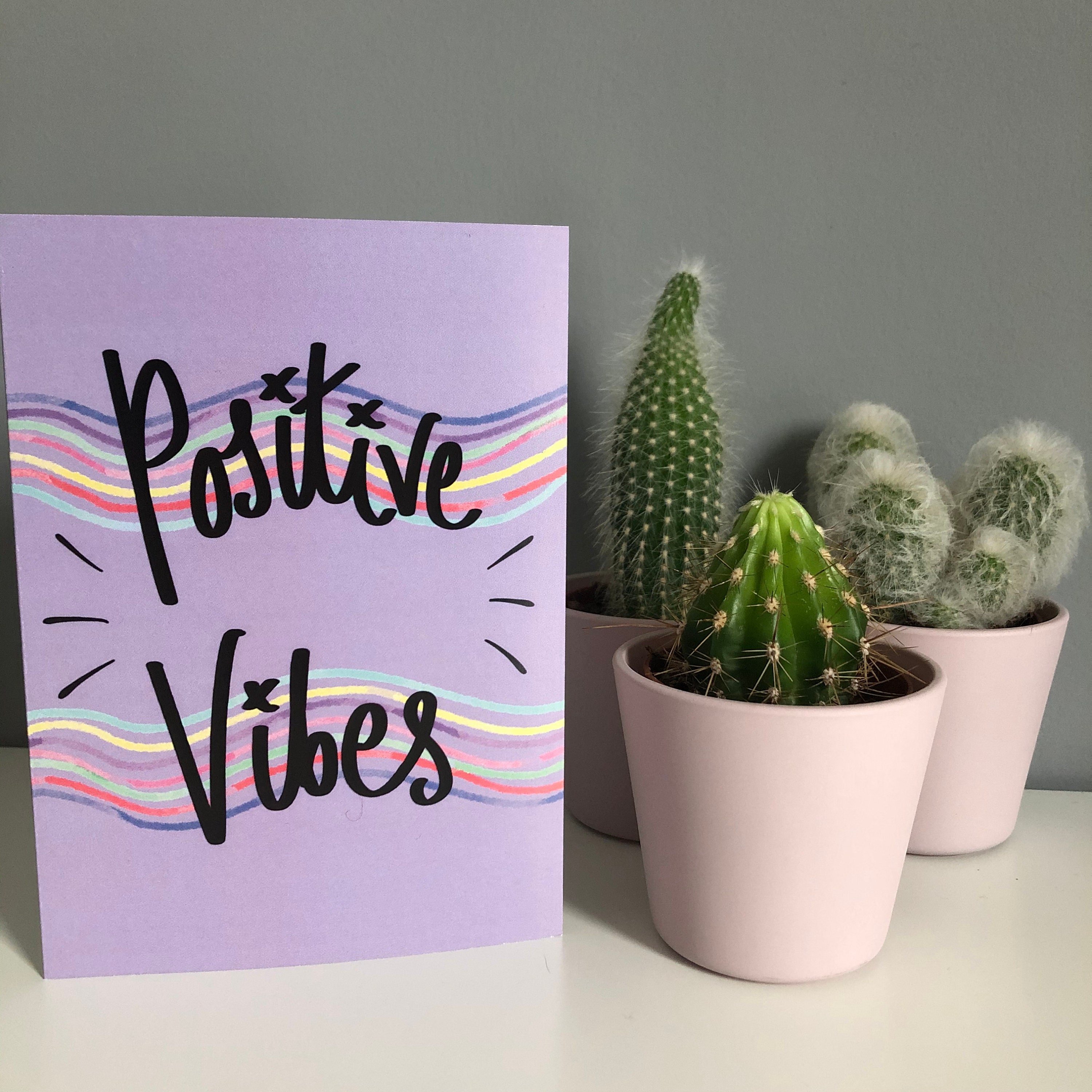 Positive Vibes Greetings Card Just Because Pickmeup Positivity Good