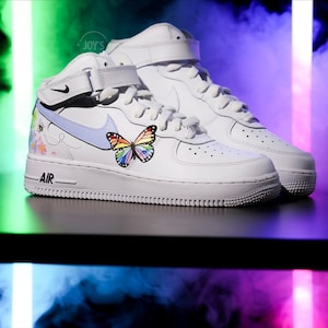 Custom Air Force 1 Butterfly Floral Sneakers. Low & Mid Tops