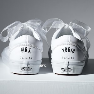 Custom Wedding Vans: Bridal Sneakers with Pearls. Wifey & Hubby Shoes