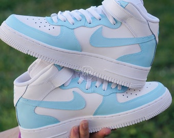 Custom Air Force 1 Sneakers Baby Blue. Low & Mid Tops