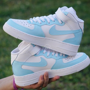 Custom Air Force 1 Light Blue Sneakers. Low Mid High Tops Etsy Canada