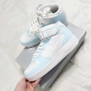 White nike with light blue swoosh clearance