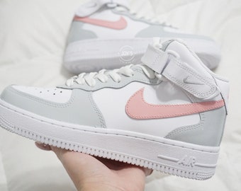 Pink and Gray Air Force 1 Zapatillas Low/Mid/High - Etsy España