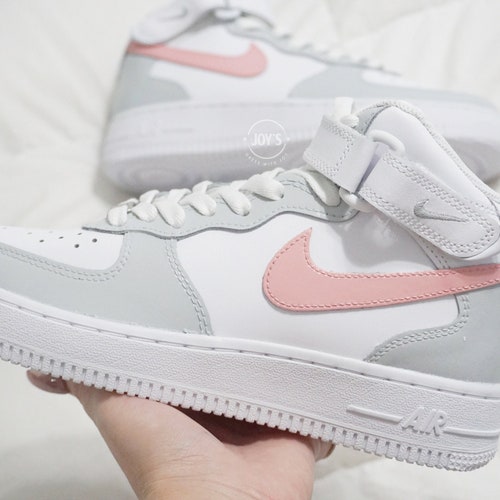 Pink and Gray Custom Air Force 1 Low/mid/high Sneakers - Etsy