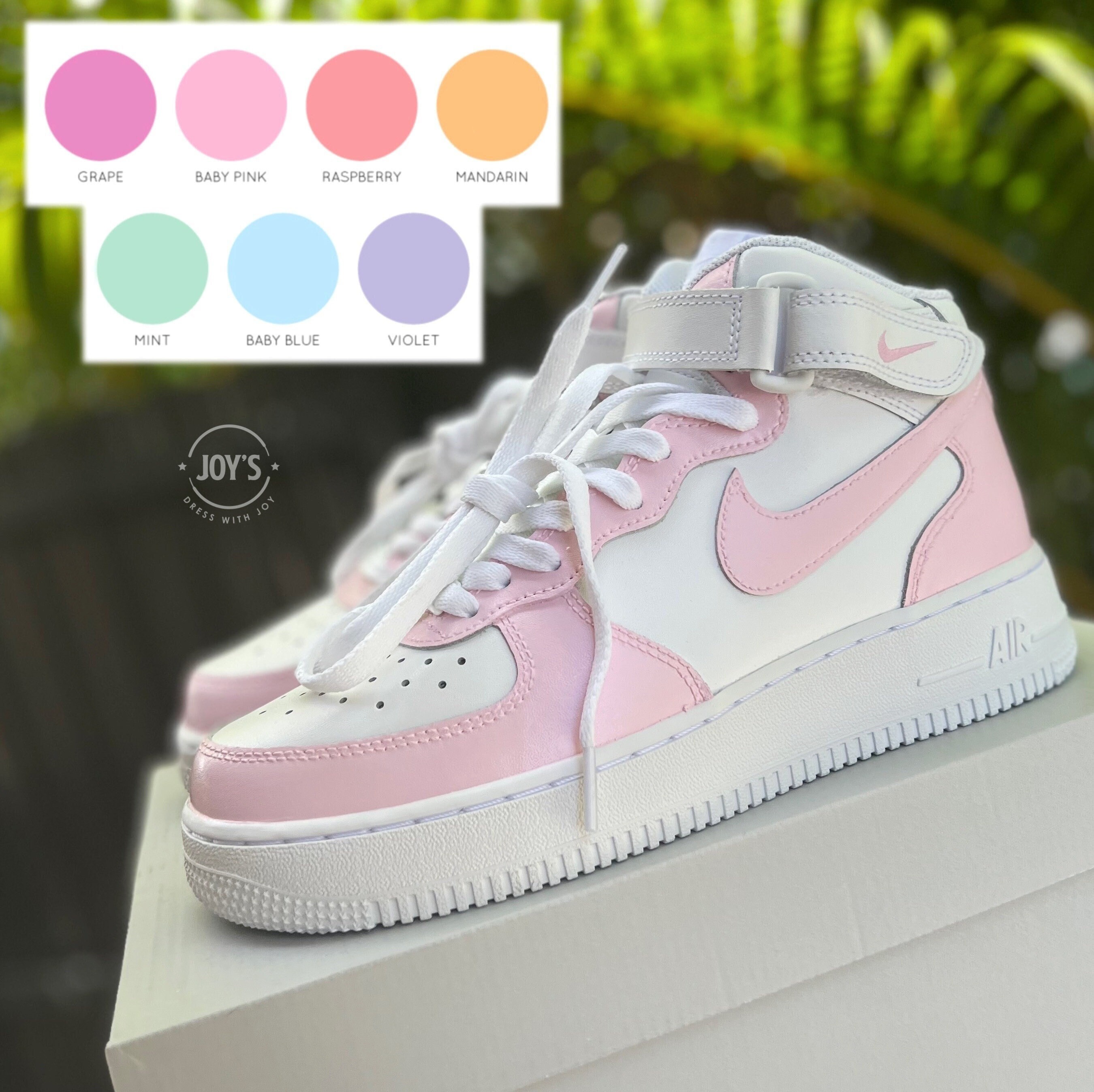 Custom Nike Air Force 1 Mid Baby Blue , Women Custom Sneaker