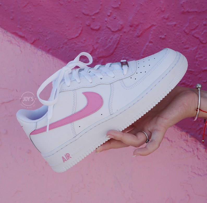 Hot Pink Custom Nike Air Force 1 Sneakers. Pink Nike Logo | Etsy