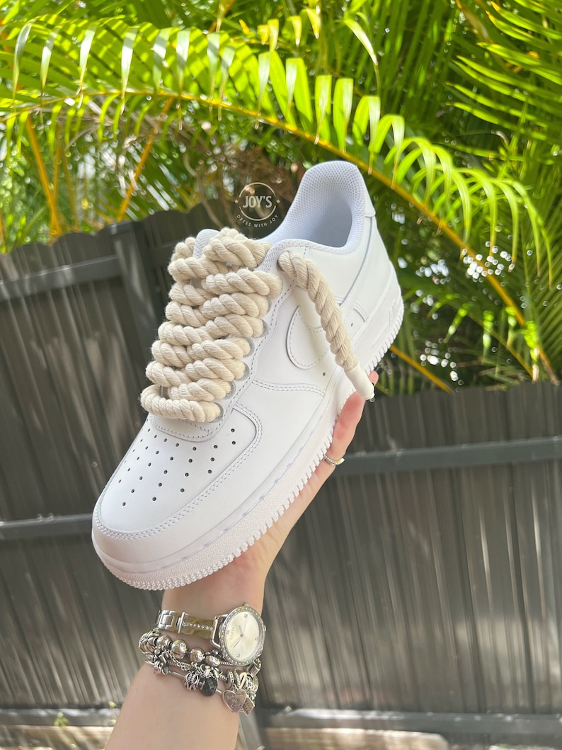Cream Rope Laces Custom Air Force 1 Sneakers Etsy