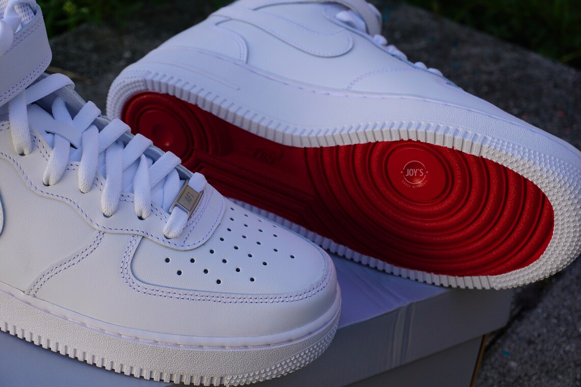 Red Bottom Custom Nike Air Force 1 Sneakers Low/Mid/High. | Etsy