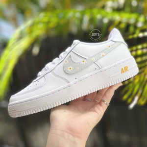 Custom Air Force 1 Sneakers Daisy Flowers. Low Tops