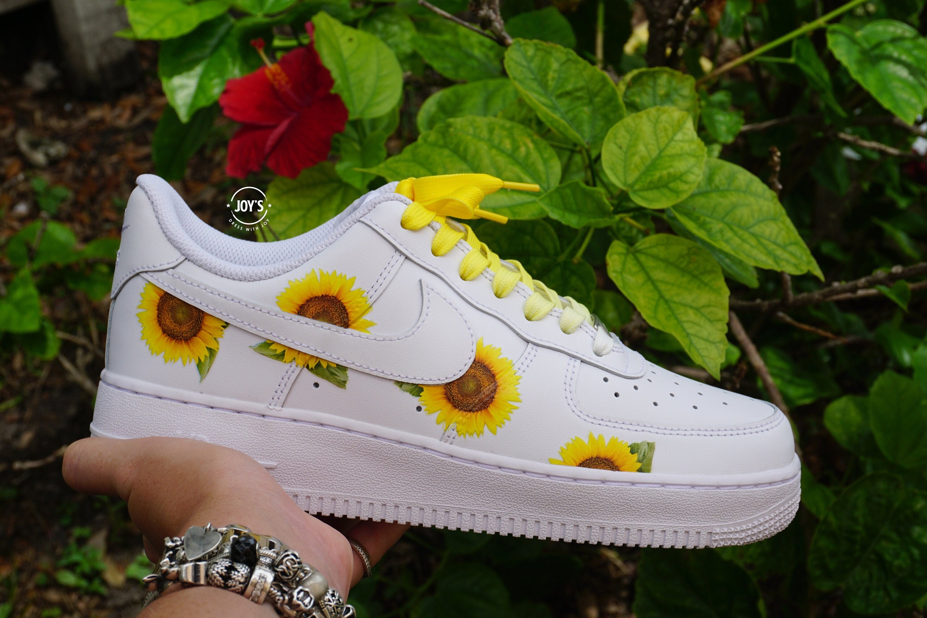 yellow air force 1 with flowers