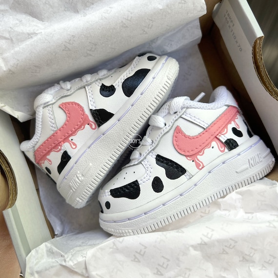 naald afbetalen Welsprekend Pink Dripping With Cow Print Custom Air Force 1 Baby Toddler - Etsy