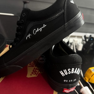 Custom Wedding CANVAS VANS,  Wedding shoes,  Wifey Wife Shoes, Husband Wedding Sneakers