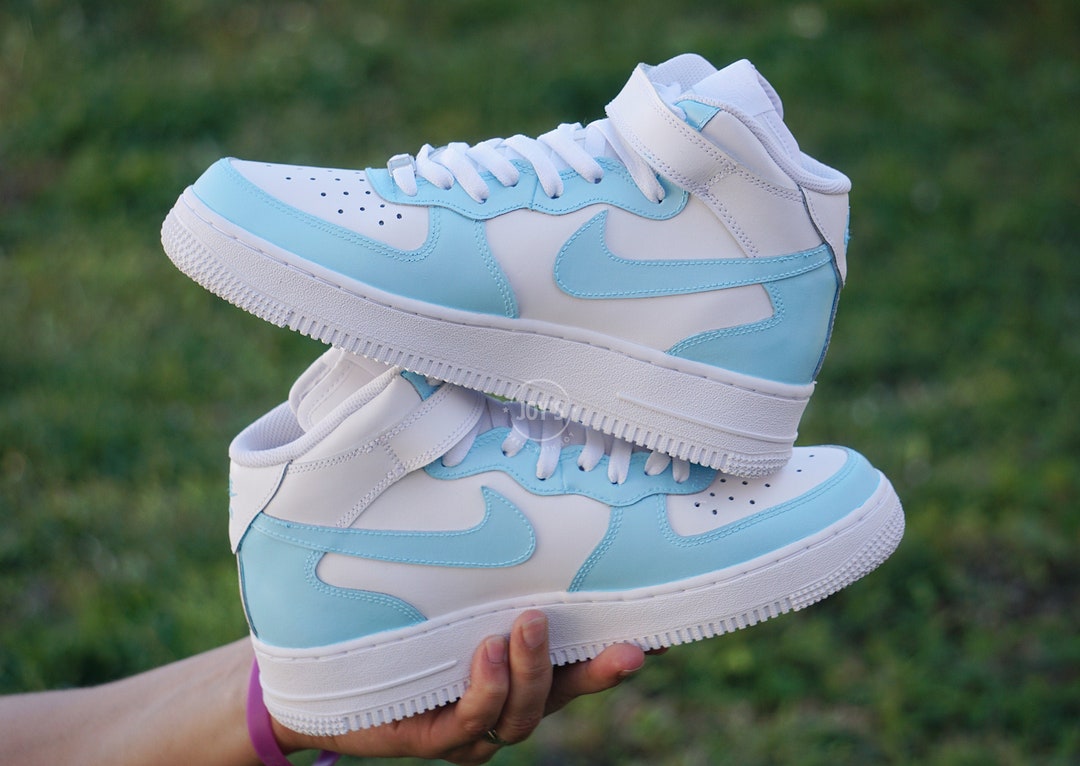 Baby Blue and Pink Custom Air Force 1 Sneakers 3.5 Y / 5 W