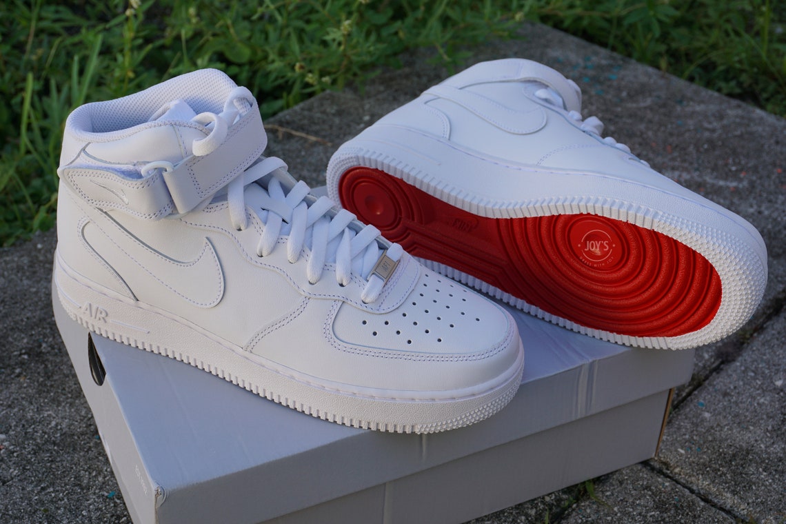 Red Bottom Custom Nike Air Force 1 Sneakers Low/Mid/High. | Etsy