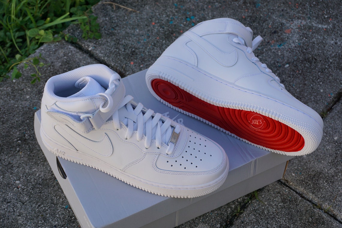 Red Bottom Custom Nike Air Force 1 Sneakers Low/Mid/High. | Etsy
