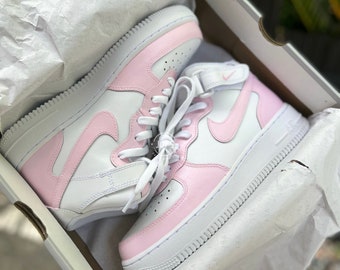 Custom Air Force 1 Sneakers Bubble Gum Pink. Low & Mid Tops