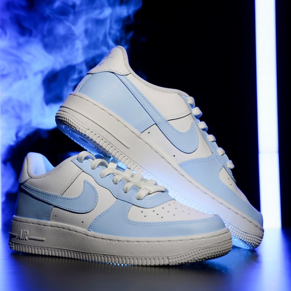 Custom Air Force 1 Light Blue Sneakers. Low, Mid & High Tops