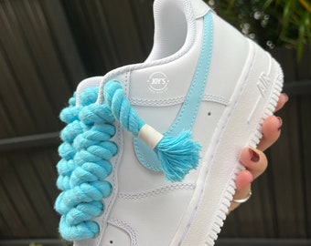 Custom Air Force 1 Sneakers Rope Laces. Blue Color - Etsy