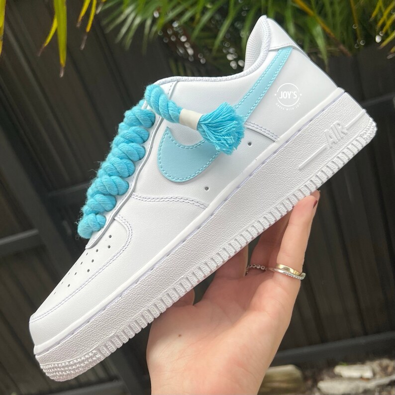 Blue Rope Laces Custom Air Force 1 Sneakers Etsy