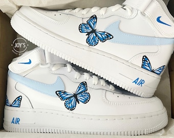 Butterfly Air Force 1 Sneakers: Custom Hand-Painted Shoes. Available in Low & Mid Tops