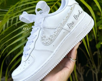 Wedding Sneakers for the Bride, Personalized Wedding Gift for the Bride, Crystals Custom AF1 with Rhinestones Sneakers