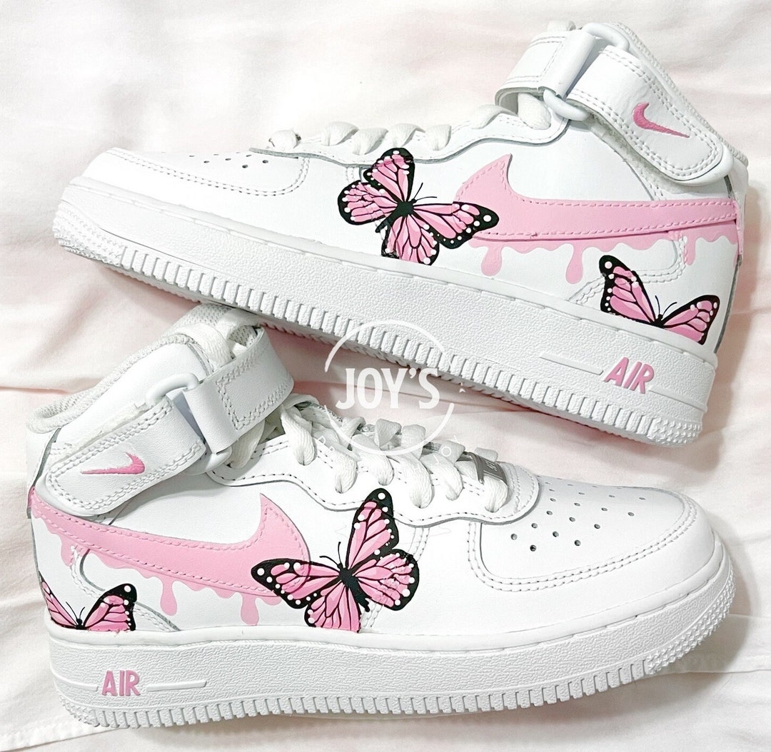 Pink Nike Butterfly Sandals Pink Air Force Painted Butterfly Shoes