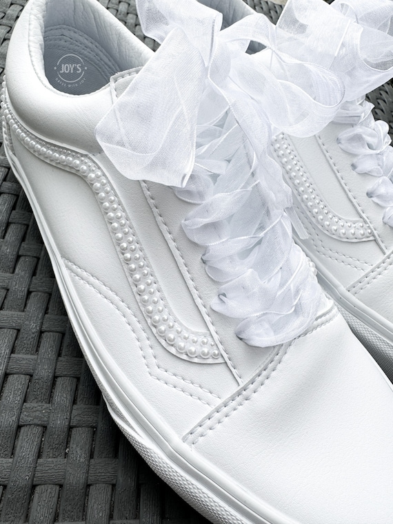 スニーカー VANS Woman Sneakers White VN000BW5 YB21 Custom Wedding Leather Vans, Wedding Shoes, Wife Shoes