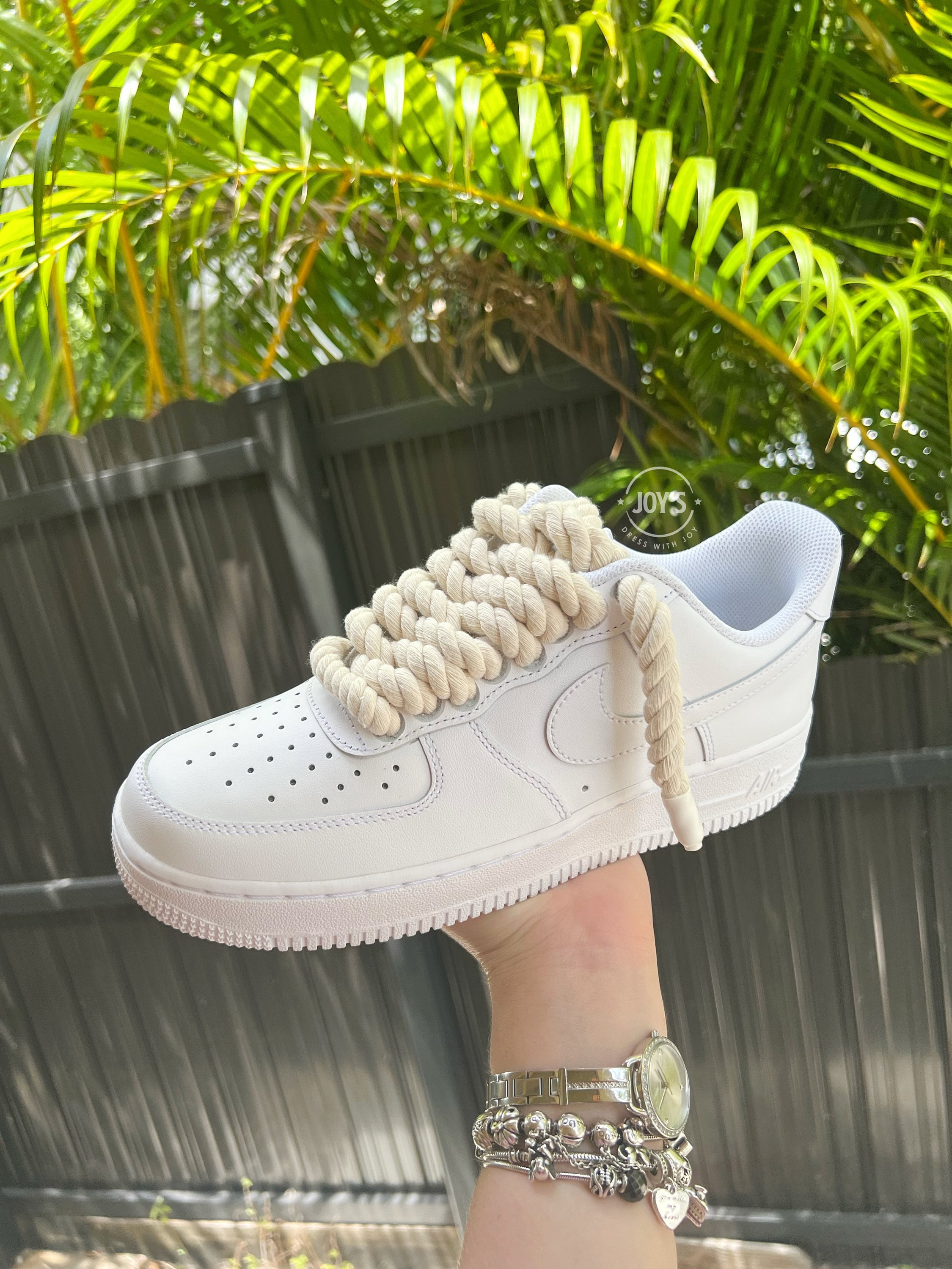 Cream Rope Laces Custom Air Force 1 Sneakers Etsy