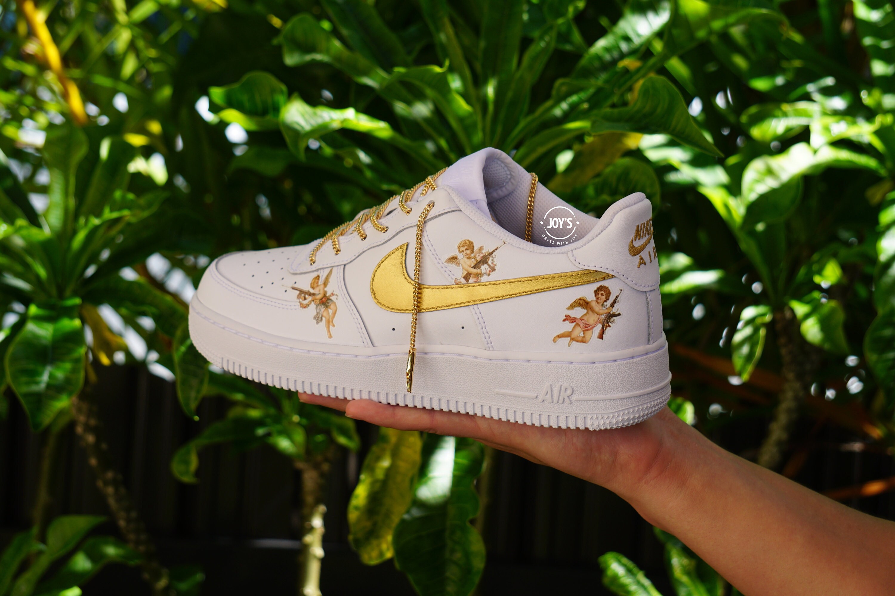 Cherub Angels Golden With Chain Laces Custom Air Force 1 