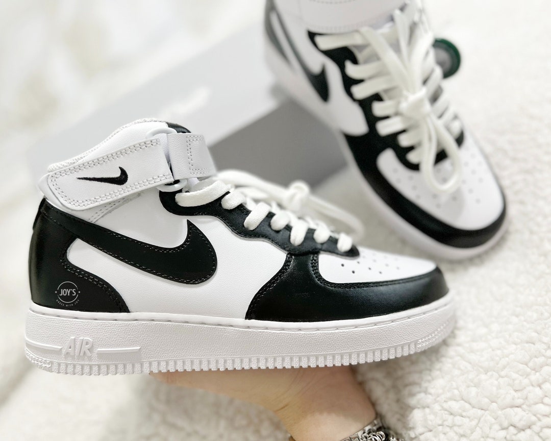 Black and White Custom Air Force 1 Low/mid/high Sneakers - Etsy