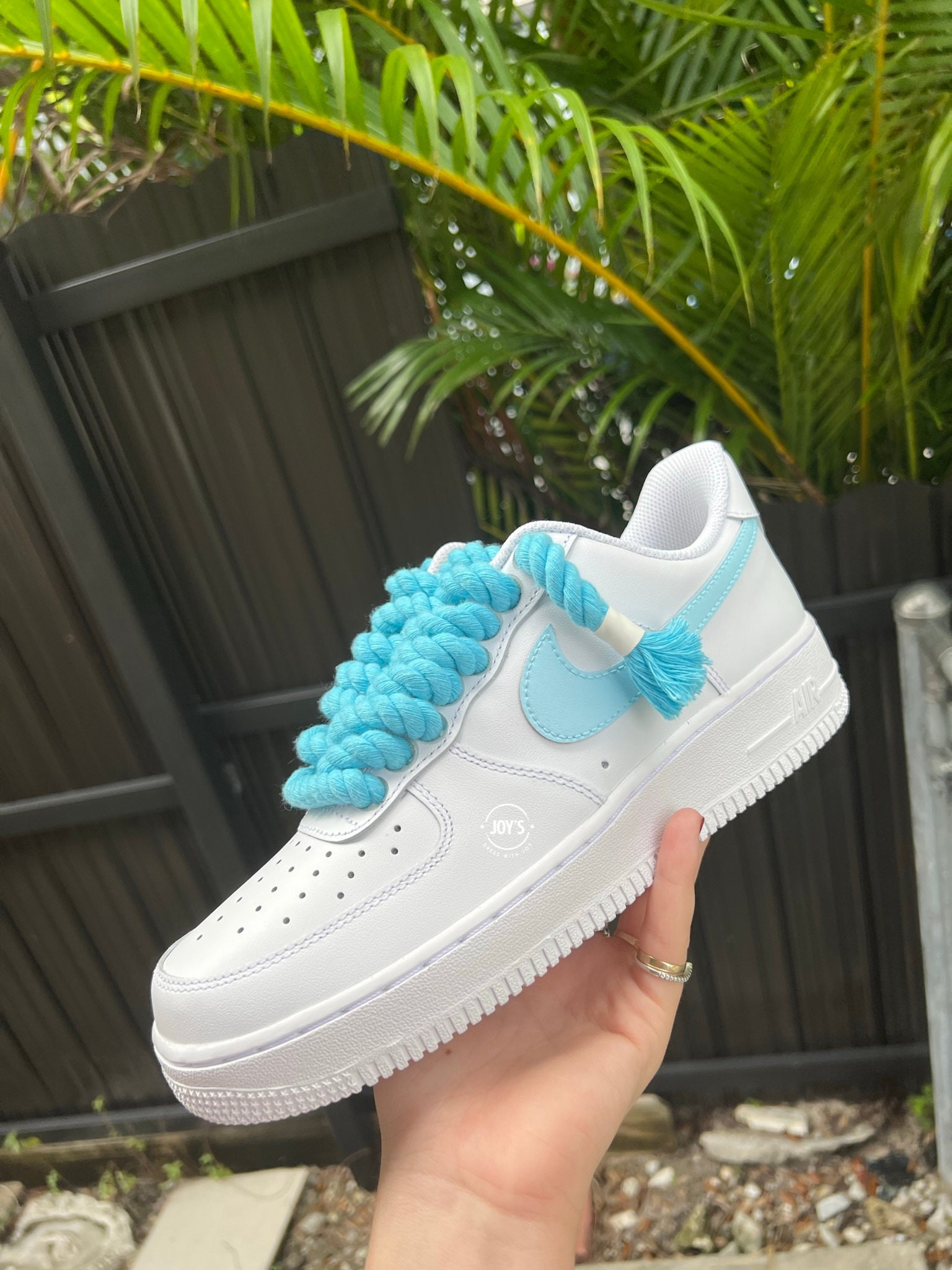 Dripping Blue Custom Air Force 1 Sneakers with Butterflies. Low, Mid & –  JOY'S