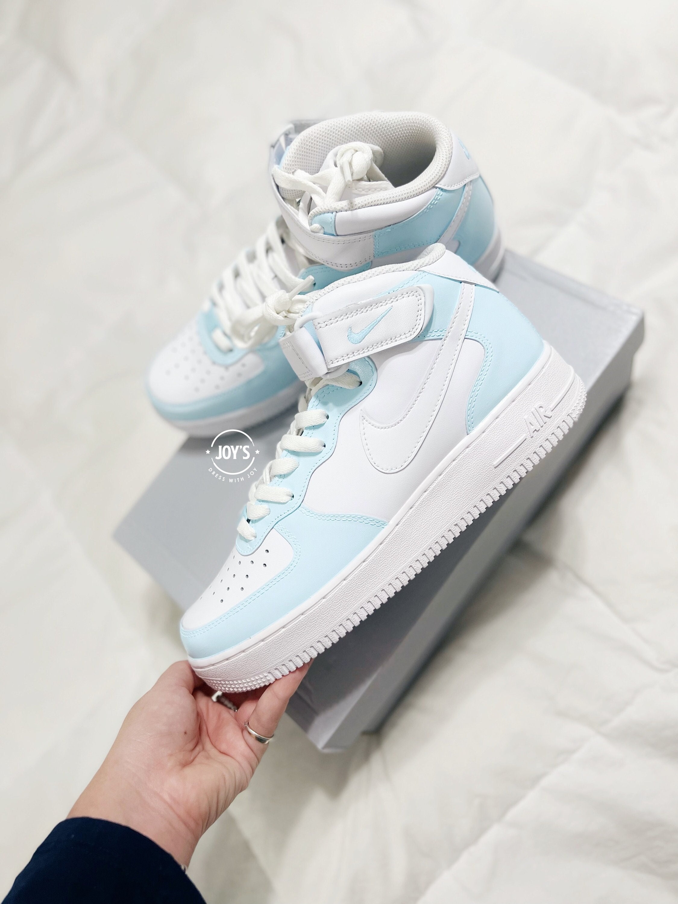 Dripping Blue Custom Air Force 1 Sneakers with Butterflies. Low, Mid & –  JOY'S