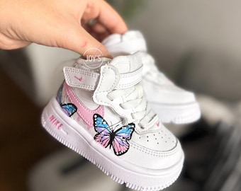 Custom Air Force 1 Butterfly Sneakers: Hand-Painted Baby & Toddler Shoes